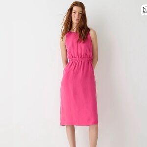 J. Crew Cinched Waist Cupro Midi Dress in Festival Pink size medium